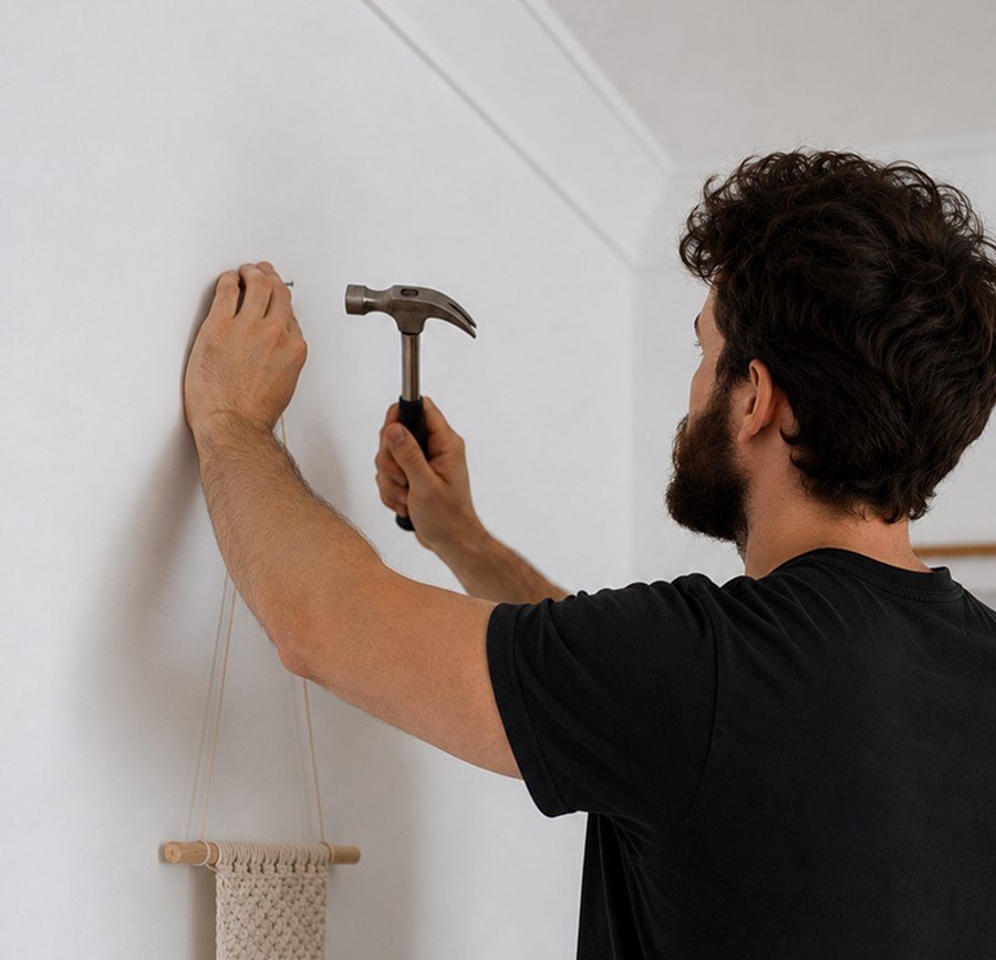 Handyman Brooklyn — BK Turnover technician hammering wall hardware